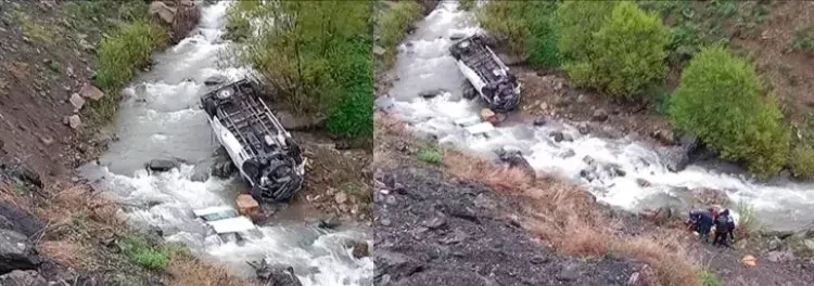Hakkari Yüksekova’da Feci Kaza: İşçileri Taşıyan Minibüs Dereye Yuvarlandı, 2 Ölü 3 Yaralı